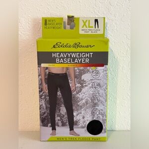 Eddie Bauer Men’s XL Black Heavyweight Base Layer Thermal Pants Trek Fleece Warm